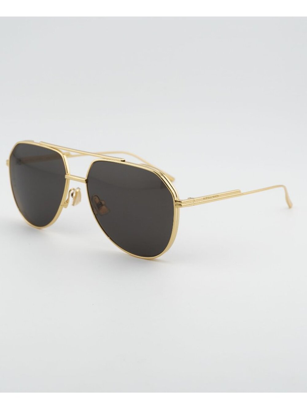 Bottega Veneta BV1465S 001 Sunglasses Gold Aviator Frame, Grey Lenses